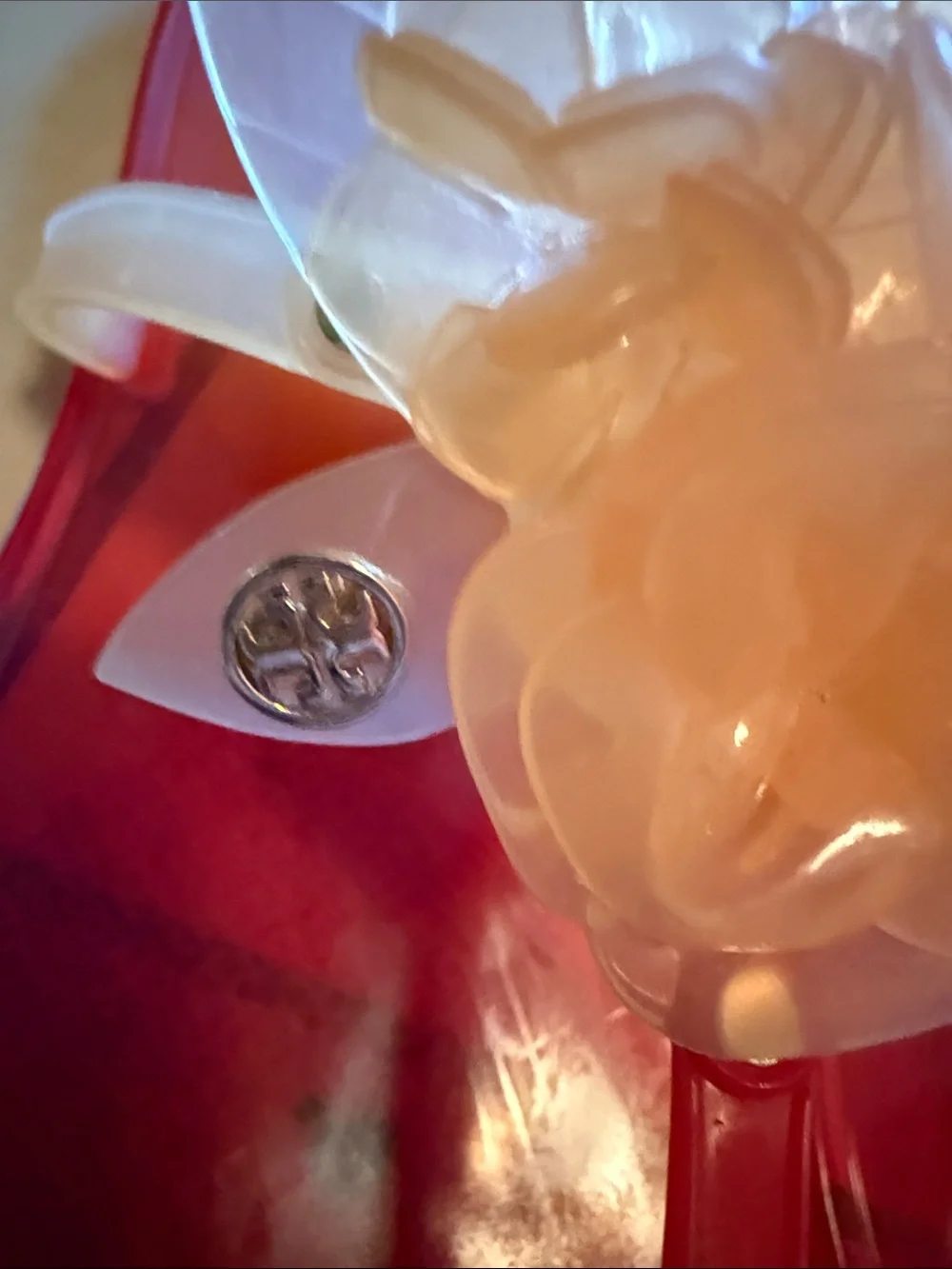 Tory Burch Transparent Pink Jelly Flip Flops with Peach Floral Accent - Picture 2 of 4